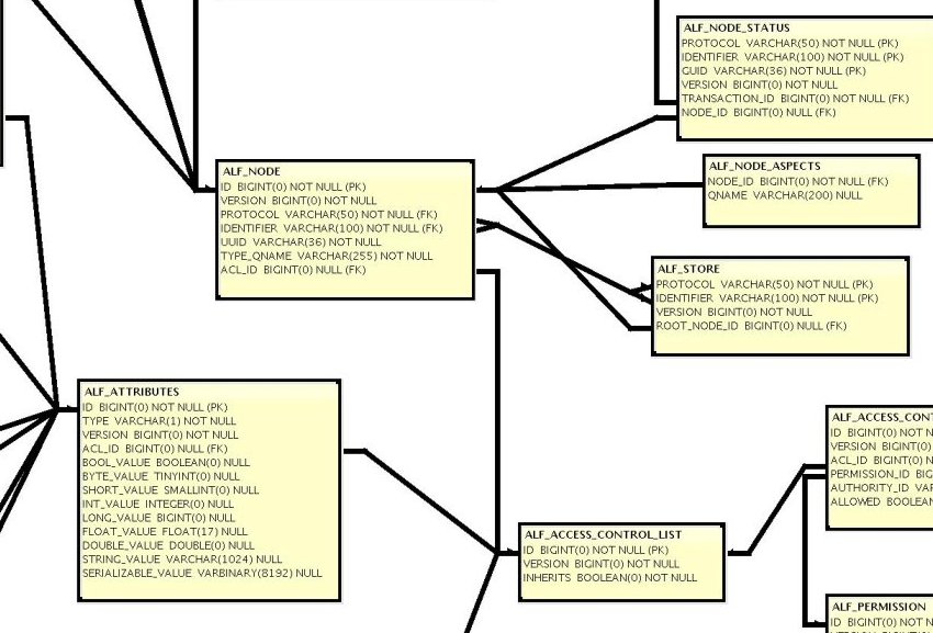 Alfresco database schema
