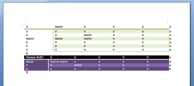 Tables in Word 2007