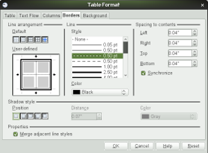 Border format dialog with the fix